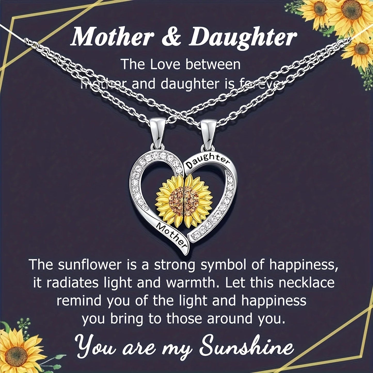 Mother & Daughter Sunflower Necklace Duo