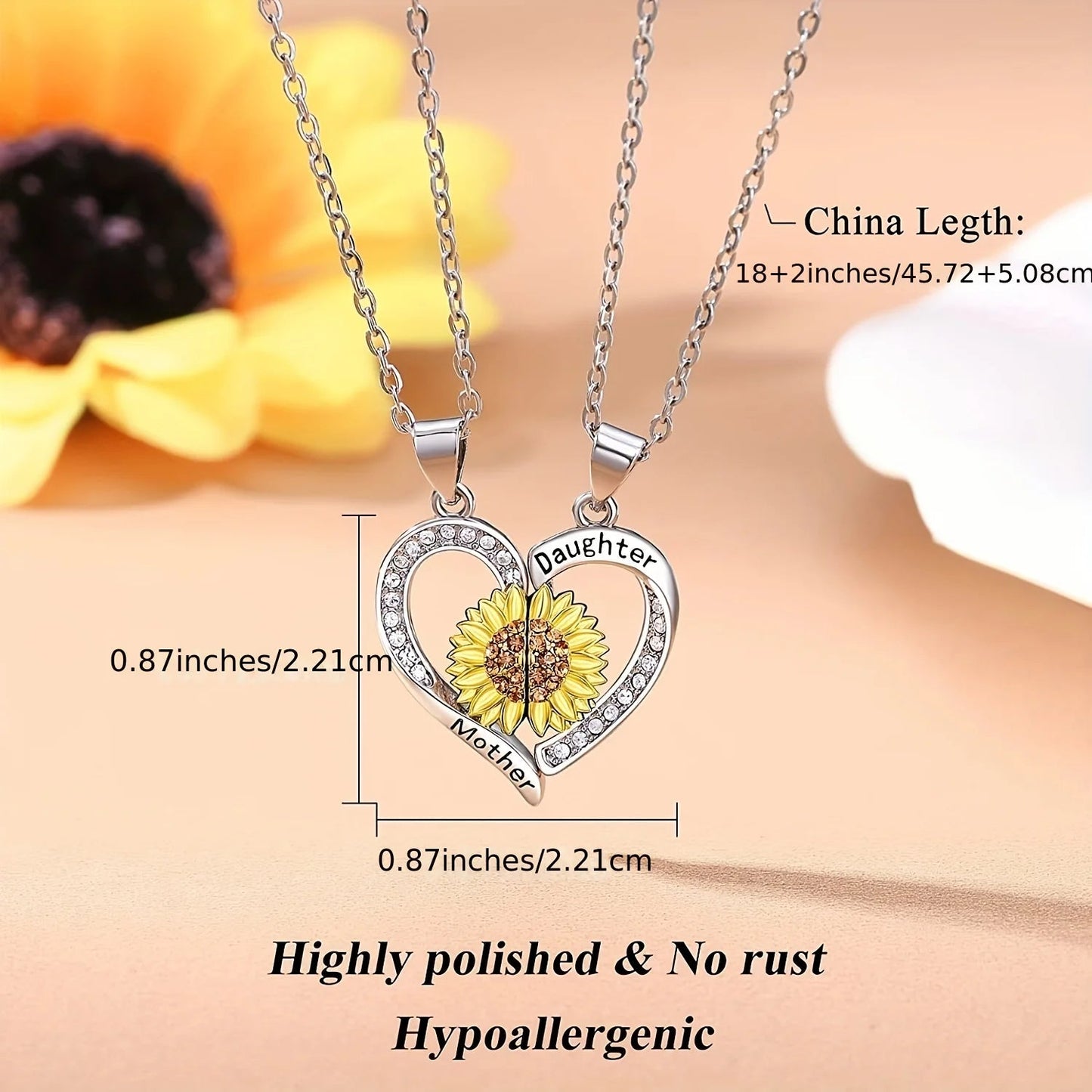 Mother & Daughter Sunflower Necklace Duo